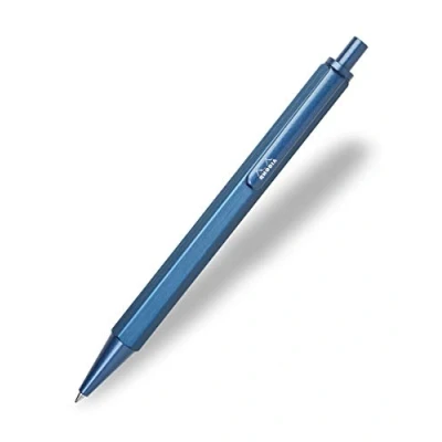 Afbeelding van RHODIA 9383C Stylo Bille Rechargeable scRipt Corps Hexagonal en Aluminium Brossé Bleu Navy Pointe Rétractable à Haute Précision 0,7 mm, Encre Noire Collection