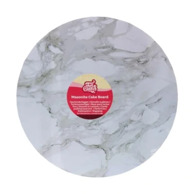 Afbeelding van FunCakes Cake Board Masonite Rond Marmer Grijs Ø25 cm / 5 mm Taartonderlegger Taartkarton