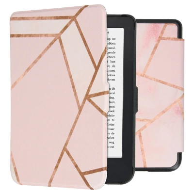 Afbeelding van Kobo Clara 2E Hoes: iMoshion Design Slim Hard Case Bookcase Pink Graphic Kunstleder E Reader Hoezen