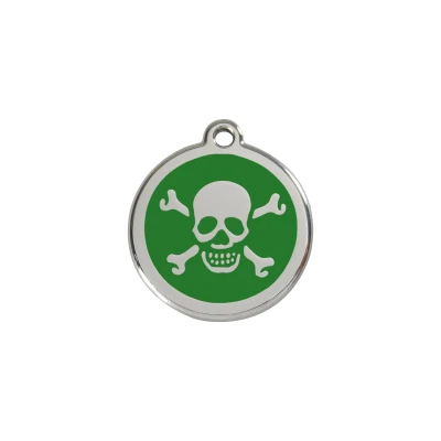 Afbeelding van Cross Bone Green roestvrijstalen hondenpenning small/klein dia. 2 cm RedDingo