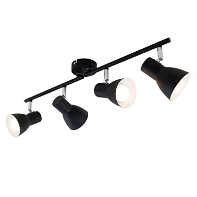 Afbeelding van Briloner Leuchten Plafondlamp, plafondspot, spot draai en zwenkbaar, 4x E14, max. 25 Watt, retro, zwart, 605x80x150mm (LxBxH)