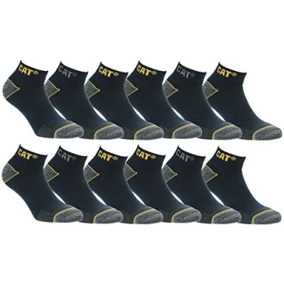 Afbeelding van Caterpillar Work Sneaker 12 paar werksokken voor heren, enkelhoogte, veiligheidsschoenen versterkt op hiel en teen met versterkte inslag garens van uitstekende kwaliteit (Blauw, 43 46)