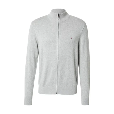 Afbeelding van Tommy Hilfiger Heren PIMA ORG CTN Cashmere Zip Thru MW0MW28050, Through Trui, Grijs, S, Grijs (lichtgrijs Heather), S
