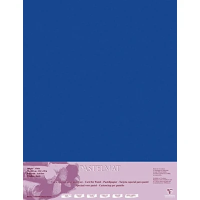 Afbeelding van Clairefontaine 96161C Pastelmat papier, 5 vellen, speciale kaart voor droge pastels, 70 x 100 cm, 360 g, donkerblauw