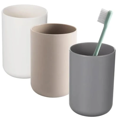Afbeelding van Gentpovth 3 stuks tandenborstelbekers van 300 ml, tandenborstelhouder voor tandenborstel en tandpasta, eenvoudige stijl, mat oppervlak, met hoogwaardig kunststof, accessoire organizer