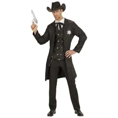 Afbeelding van Widmann Sheriff Kostuum Stijlicoon Man Zwart XL Carnavalskleding Verkleedkleding