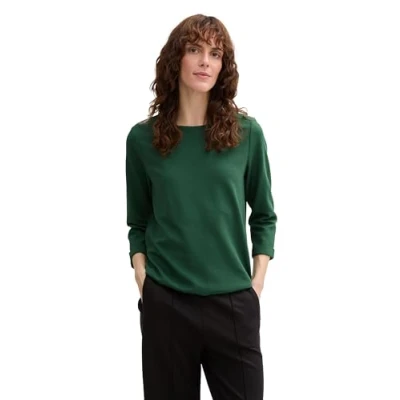 Afbeelding van TOM Tailor Structured Longsleeve, Dames, Maat: Large, Explorer green