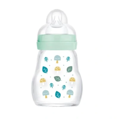 Afbeelding van MAM Glazen Babyfles 170 ml Blauw Speen Flow 1