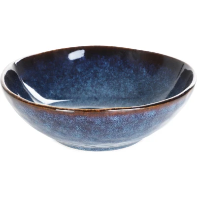 Afbeelding van HOMLA Casper marineblauwe kom 17x6 cm modern design 100% steengoed