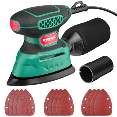 Afbeelding van HYCHIKA 140W Detailschuurmachine, 13000 OPM Mouse Sander Efficiënte stofafzuiging, met 12PCS Schuurvellen, ideaal voor het schuren van hout en verwijderen roest verf