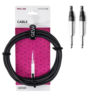 Afbeelding van GEWA Instrumentkabel mono Pro Line 3m jack, zwart wit, 6,3 mm jack 190511