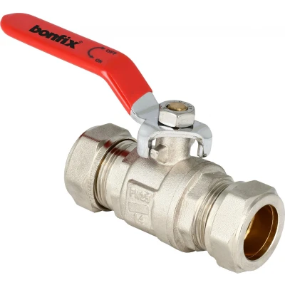 Afbeelding van Bonfix kogelkraan 22 mm knel rode hendel
