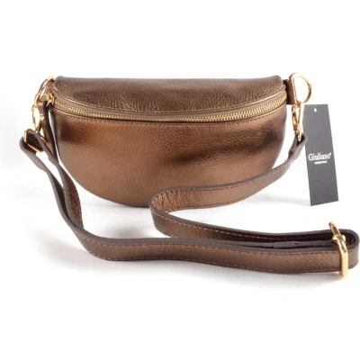 Afbeelding van Giuliano Lederen Bumbag/Heuptas Metallic brons made in Italy