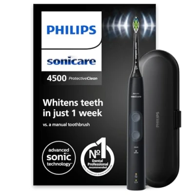 Afbeelding van Philips Sonicare Elektrische Tandenborstel ProtectiveClean 4500 Voor wittere tanden Ingebouwde poetsdruksensor 2 Standen Signaal opzetborstel vervangen Reisetui HX6830/53