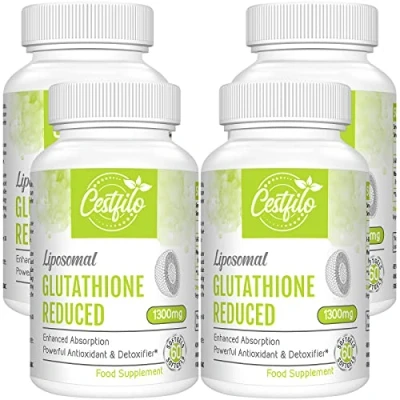 Afbeelding van Cestfilo Liposomaal glutathion gereduceerd 1300 mg, actieve vorm L glutathionreductase (GSH), krachtige antioxidant voor optimale celbescherming (240 Count (Pack of 4))