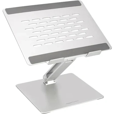 Afbeelding van Verstelbare ergonomische laptopstandaard met meerdere hoeken en warmteafvoer voor 10“ tot 17 laptops Zilver