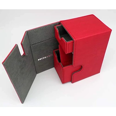 Afbeelding van Docsmagic.de Premium Magnetic Tray Box (80) Red + Deck Divider MTG PKM YGO