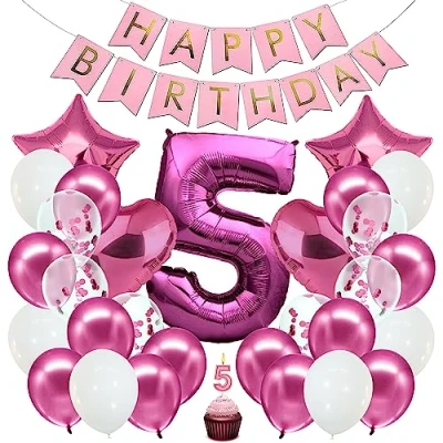 Afbeelding van Envami Ballon Verjaardag XXl Roze Reuze Folieballon In 40&quot; 101Cm Verjaardagsdecoratie Nummerballondecoratie Voor Vliegt Met Helium (Set Nr. 5)