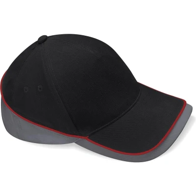Afbeelding van Beechfield Competition Cap Black/Graphite Grey/Classic Red