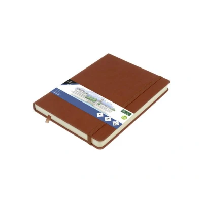 Afbeelding van Schetsboek Kangaro A5 cognac PU HC 80 vel 140gr roomwit met elastiek e