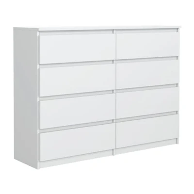 Afbeelding van MebLocker Commode met 8 laden 140 cm Ideaal voor woonkamer, slaapkamer, kinderkamer, tienerkamer en kantoor moderne elegante oplossing stijlvolle opslag organisatie (wit)