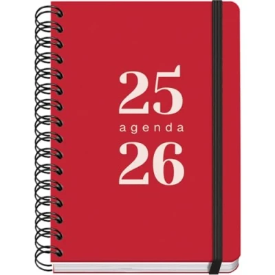 Afbeelding van Dohe Schoolagenda 2024 2025, weekoverzicht, A5 (15 x 21 cm), ringsluiting en rubber, Spaans Engels, 4 stickerpagina&#039;s, september tot juni, schoolmateriaal grammarood