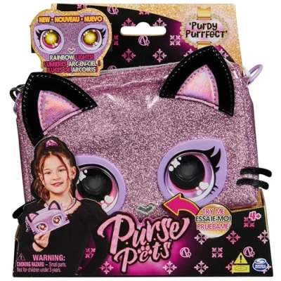 Afbeelding van Purse Pets Wristlet Bag Kitty + Licht Glitter/Paars