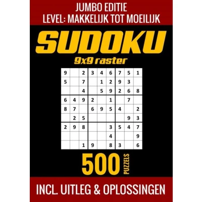 Afbeelding van Sudoku Makkelijk tot Moeilijk Jumbo Editie 500 Puzzels Incl. Uitleg en Oplossingen