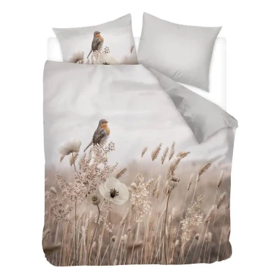 Afbeelding van Snoozing White Poppy Dekbedovertrek Tweepersoons 200x200/220 cm Grijs