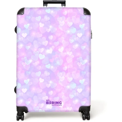 Afbeelding van NoBoringSuitcases.com® Koffer groot Reiskoffer lichtgewicht Hartjes Pastel Romantisch Rolkoffer met 4 wielen Grote trolley XL 98 liter bagage