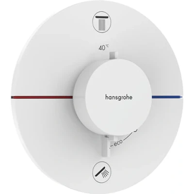 Afbeelding van Hansgrohe showerselect comfort s afbouwdeel voor inbouw douchekraan thermostatisch met 2 functies rond mat wit 15554700