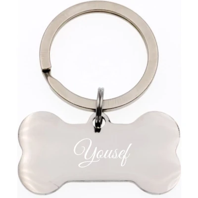 Afbeelding van Sleutelhanger Hondenbot Met Naam Gravering Yousef