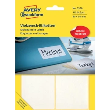 Afbeelding van Etiket Avery Zweckform 3330 80x54mm wit 112stuks