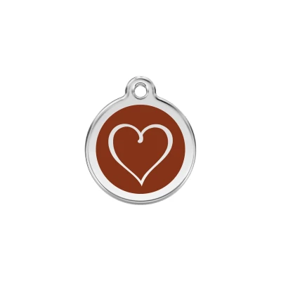 Afbeelding van Tribal Heart Brown roestvrijstalen hondenpenning small/klein dia. 2 cm RedDingo