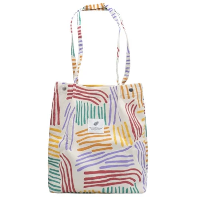 Afbeelding van Boraboi® Corduroy Stijlvolle Grote Schoudertas voor Dames Veelzijdige Handtas met Kleurrijke Strepen