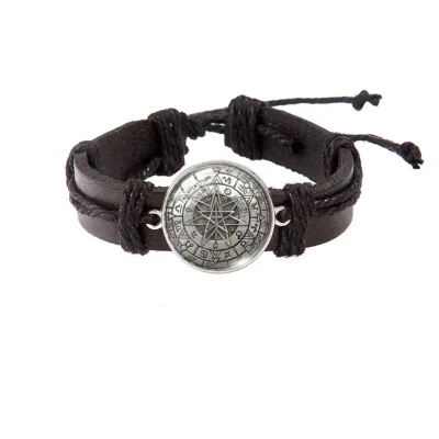 Afbeelding van Akyol pentagram armbandarmband armband voor hem en haar leren satan gothic gothics cadeau armbanden armbandje stoere spiritus spi