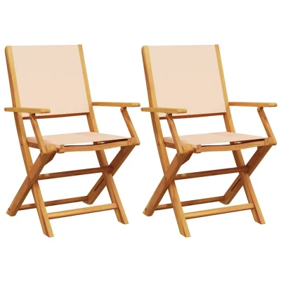 Afbeelding van Tuinstoelen 2 st massief acaciahout en stof beige