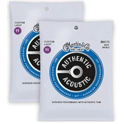 Afbeelding van Martin MA175 Acoustic Guitar Strings 011 052 (Custom) 80/20 Bronze Set of 2