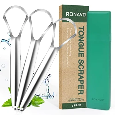 Afbeelding van Tong schraper met reiskoffer 2 Pack,roestvrij stalen reiniger voor volwassenen genezen slechte adem. reinigers frisser adem in seconden…