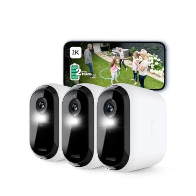 Afbeelding van Arlo Essential 2K Draadloze Wi Fi Beveiligingscamera voor Buiten, Batterij 24 Maanden*, Video, Kleurennachtzicht, Licht, Bewegingsmelder, Sirene, Secure Plan Proefperiode, Set van 3