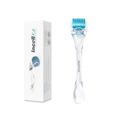 Afbeelding van Derma Roller INCELLICE 0,5 mm, Baardroller met 200 Echte Titanium Naalden, Professionele Micronaalden voor Baard en Haargroei, Scalp Huidverzorging
