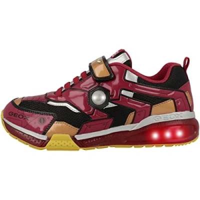 Afbeelding van Geox Marvel Avengers IRON MAN Bayonyc BOY Lights Sneakers laag voor kinderen, Maat: 37, Black/red Kunststof/ textiel
