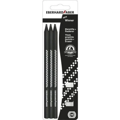 Afbeelding van Eberhard Faber Potlood EFA Winner HB ovaalvormig 6 stuks incl. gum