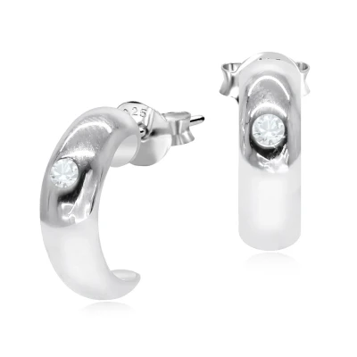Afbeelding van JoyS Zilveren oorbellen 13 mm oorringen stud zirkonia