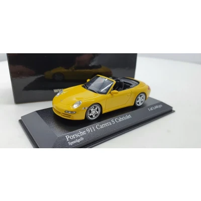 Afbeelding van Minichamps Porsche 911 Carrera S Cabriolet 1:43 2005 Geel Modelauto Schaalmodel Model auto Miniatuurautos Miniatuur