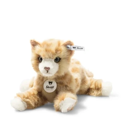 Afbeelding van Steiff knuffeldier Mimmi kat, schattig met kunststof ogen, kinderen, jongens en meisjes, pluche dier 24 cm, geel, 099229