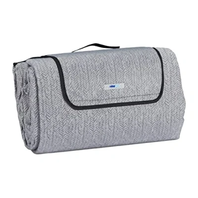 Afbeelding van Relaxdays picknickkleed 200 x 300 cm picknickdeken geïsoleerd visgraten grijs