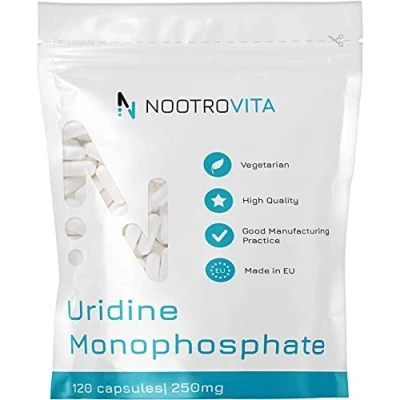 Afbeelding van Uridine Monophosphate 250 mg 120 capsules Voor geheugen, leren, cognitieve functie Veganistisch, allergeen en glutenvrij Nootrovita
