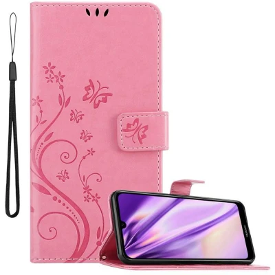 Afbeelding van Cadorabo Hoesje geschikt voor Huawei Y6 2019 in Bloemen ROZE Beschermhoes Case Cover magnetische sluiting