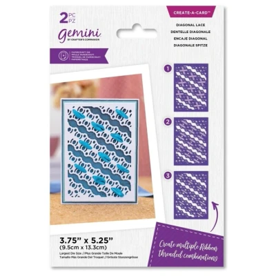 Afbeelding van Gemini CaC snijmal Ribbon Threading Panels Diagonal Lace